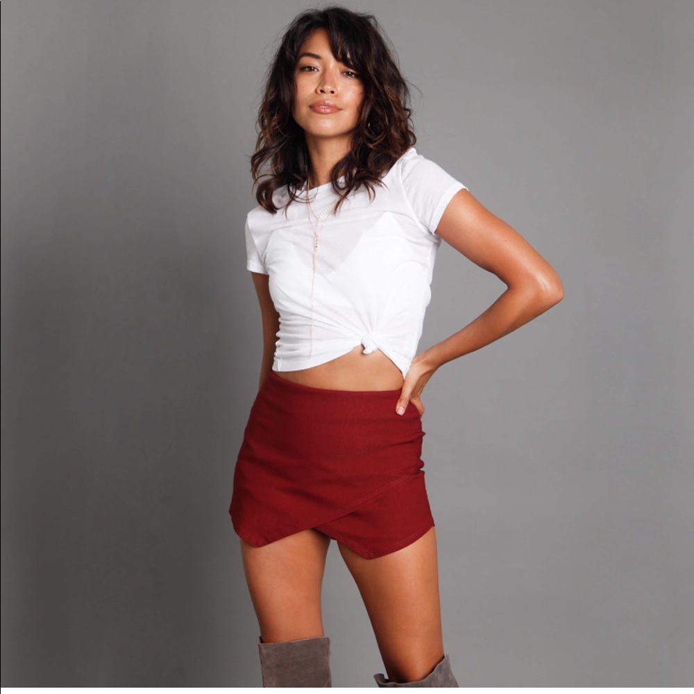 Red American threads skort